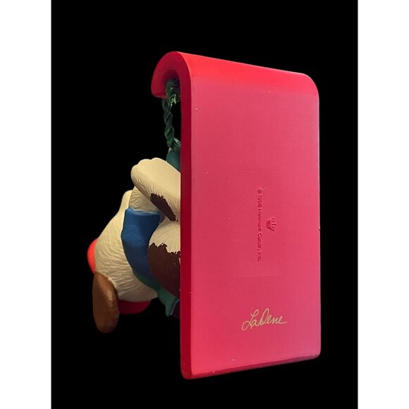 1996 Hallmark Keepsake Christmas Ornament Grandpa and Grandson on Sled - Picture 3 of 4